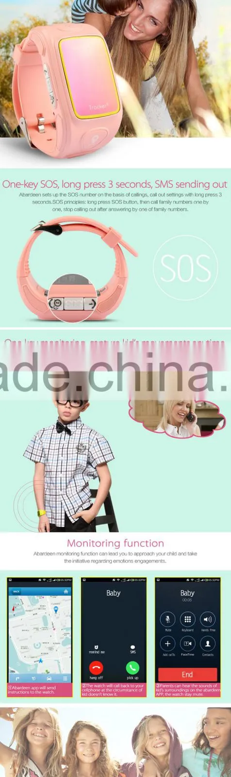 High Quality Fashionable Children smart watch phone GPS positioning global wrist watch gps tracking device for kids
