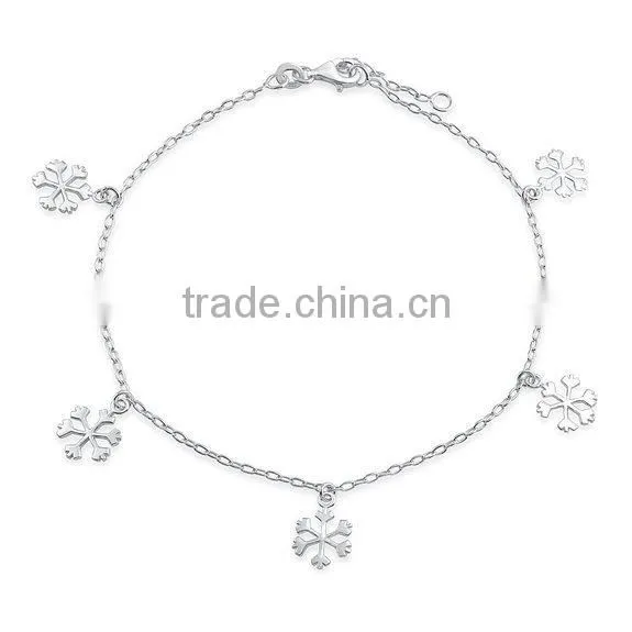 Unique Style Zinc Alloy Silver Plated Snowflake Adjustable Foot Chain Anklet