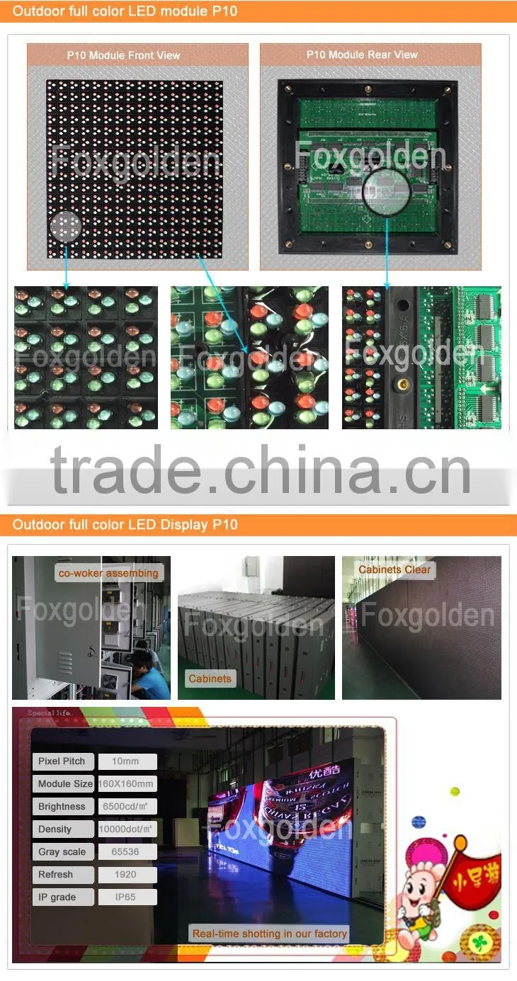 High brightness P10 outdoor full color led display