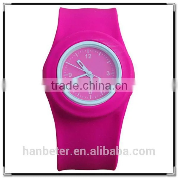 2014 latest waterproof vogue colorful silicone slap watch low cost wrist watch
