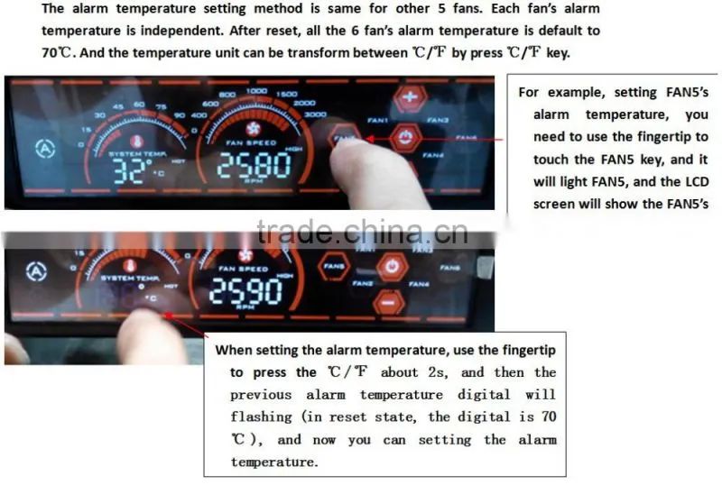 computer fan con-100L 6 Chatroller fan speed controller gaming fan 5.25 touch LCD display Liquid Cooler pump Control