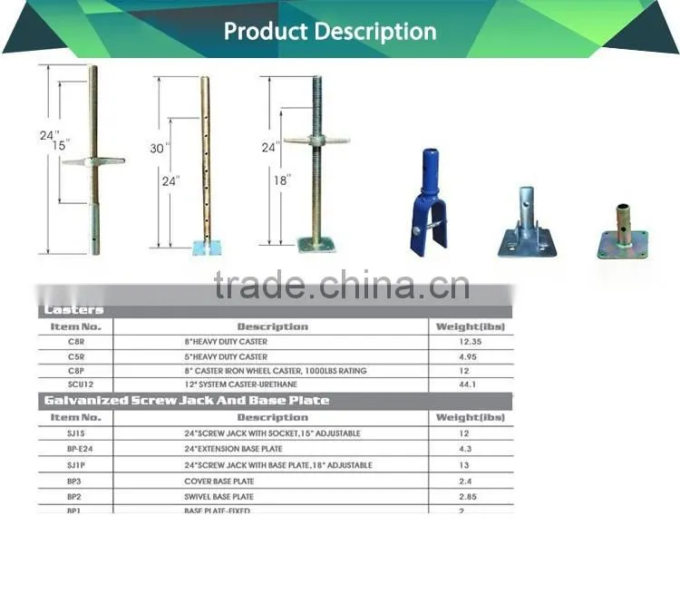 Hot dipped galvanized adjustable jack base