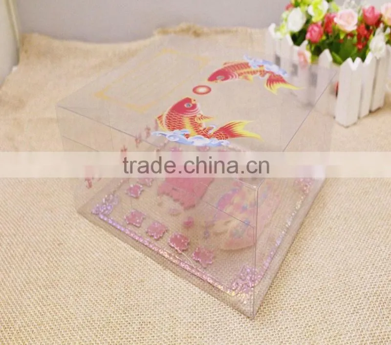 clear laser golden PVC cookies packing box