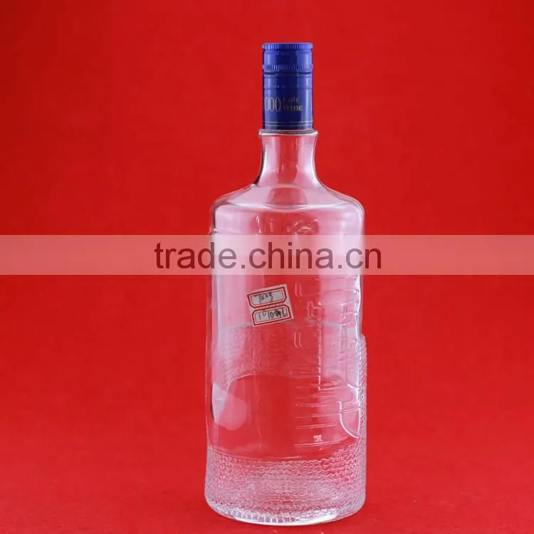 Excellent quality frosted liquor round bottles empty fancy bottles clear drink bottles 750ml