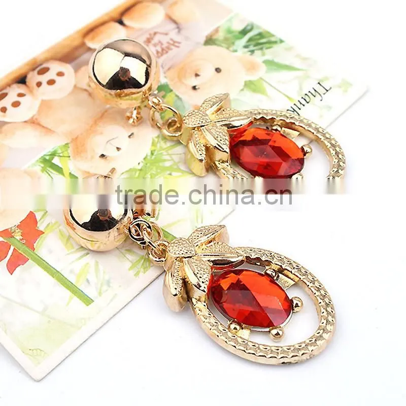 Gold Plated Pendant Statement Crystal Necklace Earrings Bracelet Rings set for Wedding Jewelry