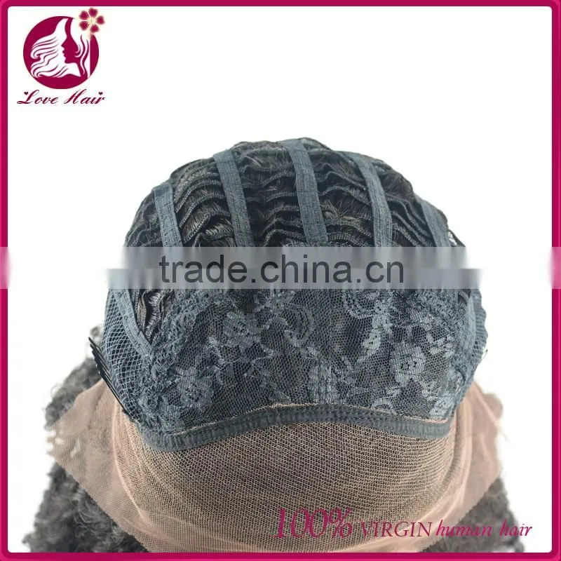 High quanlity lace wig human hair virgin mongolian lace fabric wholesale human jerry curl hair wigs for black women