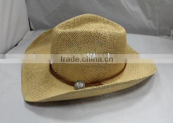 Wholesale Latest Style Cowboy Hats Paper Straw Hat With Neck Strip