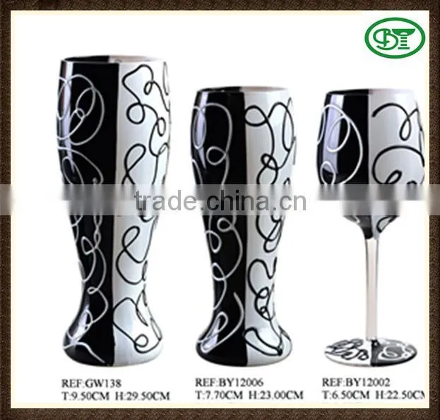 2014 new developed beer glass with decorative silver powder
