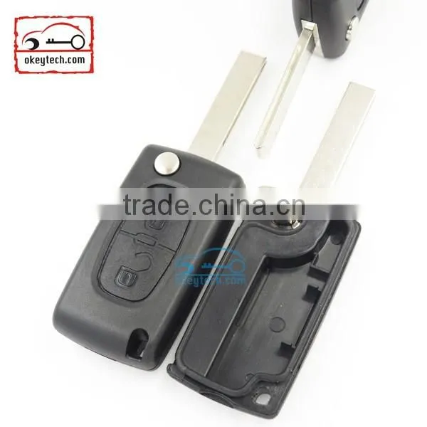 High Quatity Citroen romote flip key shell button 307 blank NO battery place 0523 Citroen key case