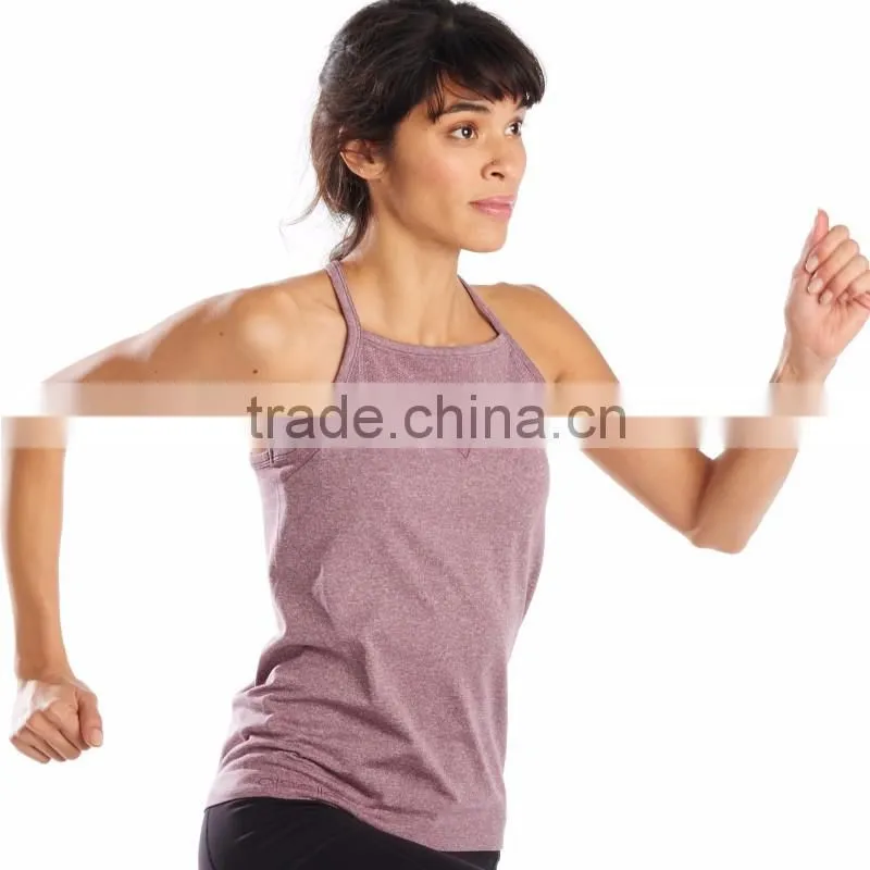 Polyester Nylon Quick Dry Moisture Wicking Women Running Gear Sleeveless Shirt