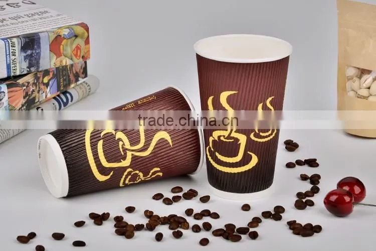 Logo Printed Disposable Custom Printed Ripple Wall Hot Coffee Paper Cup