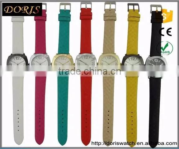LOGO custom fashin leather watch stainless steel back women
