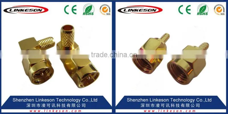 SMA male right angle gold connector for RG58