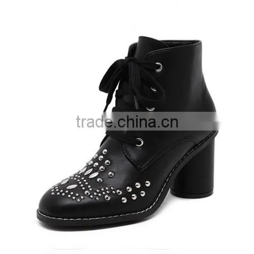 2016 Comfortable Chunky heel ankle boots lace up martin boots for hot-selling PJ4391