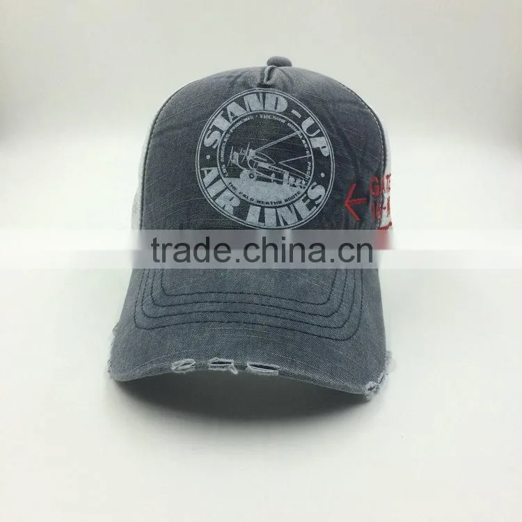 cutomized fashion embroidery hard wash worn out mesh cap