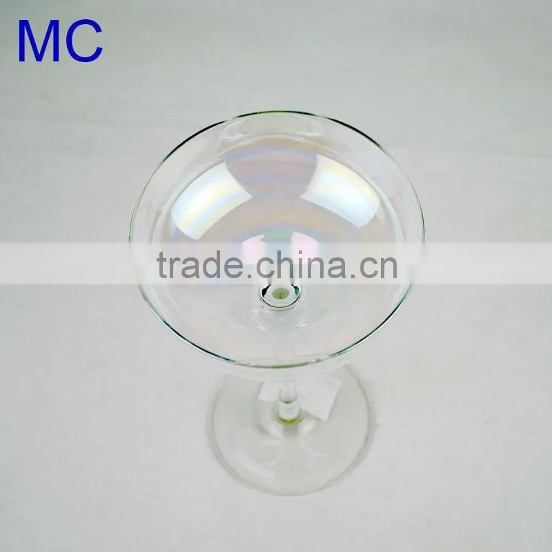 Handmade rainbow colored champagne saucer