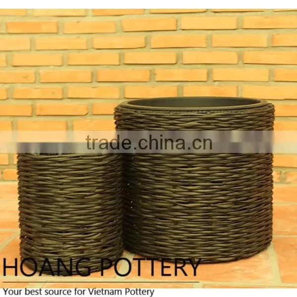 Decoration Round Rattan Wicker Flower Pot