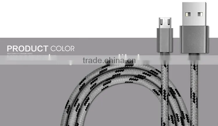 hot sale charging cable for smartphone USB cable with nylon braid micro USB cable