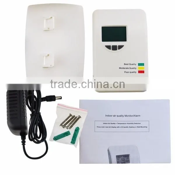 Wallmount Desktop Gas Detector Air Quality Meter VOC Tester Humidity Temperature Display Color Indicator