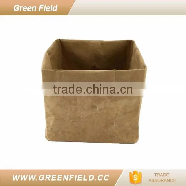 brown washable paper and tyvek paper basket household storage bag 2017 latest design