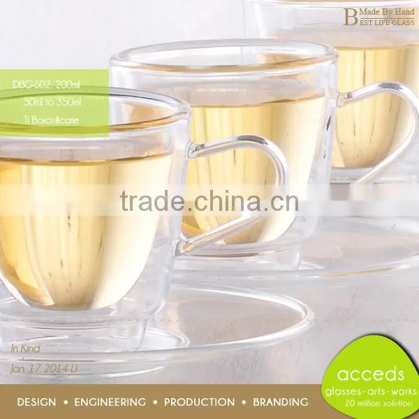 Custom Drinking Glass Tea Mug Cups With Handle