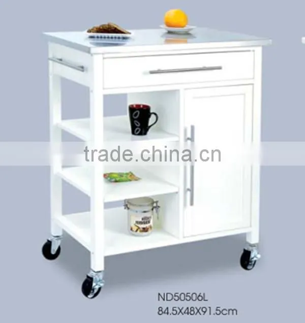 White modern european bamboo kitchen trolley design