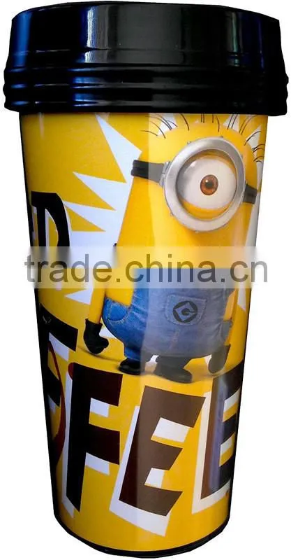 450ml Changeable insert paper plastic travel mug with plastic lid