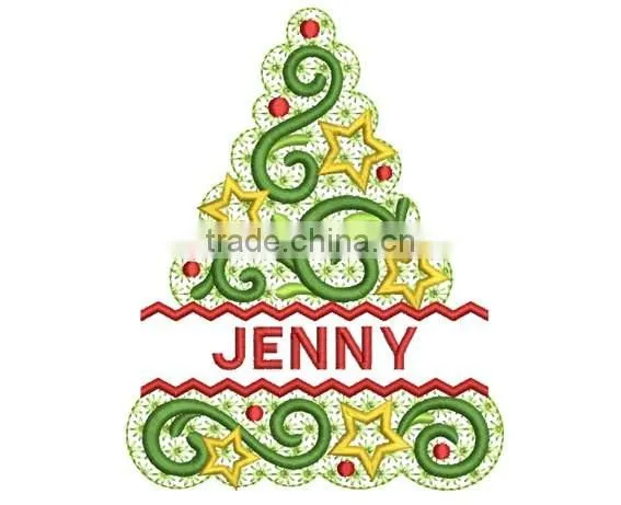 Christmas Tree Machine Embroidery Design Beautiful Elegant Font Frame