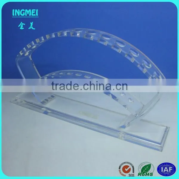 Popular sale customized acrylic pen holder,Single U shape acrylic pen display stand