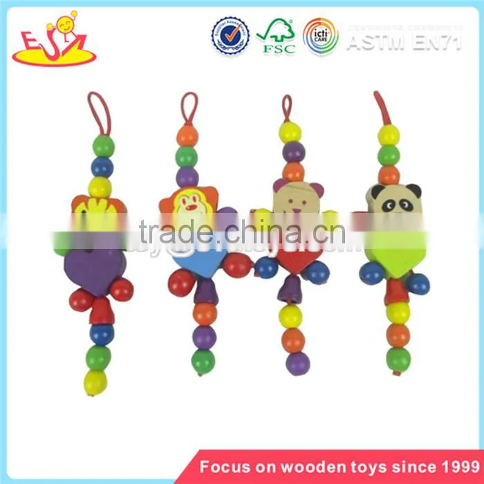 Wholesale DIY beautiful wooden big beads toy funny baby wooden string big beads toy W11E007