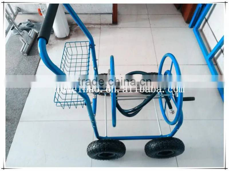 Portable Water pipe cart ,metal four wheel Garden Hose Reel Cart ,Garden sprinkler cart
