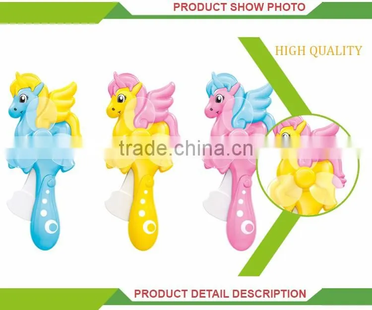 Wholesale cartoon horse pressure mini plastic hand fan for children