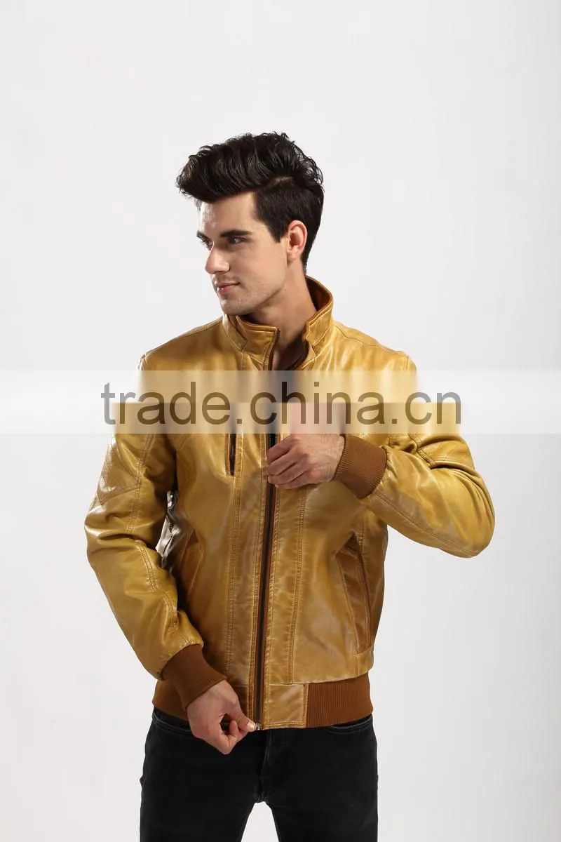2015 New Style Motorcycle Leather Jacket Men Wholesale