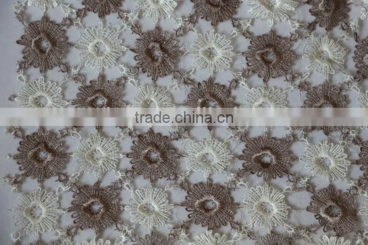 Allover floral embroidered lace fabric for garment trim