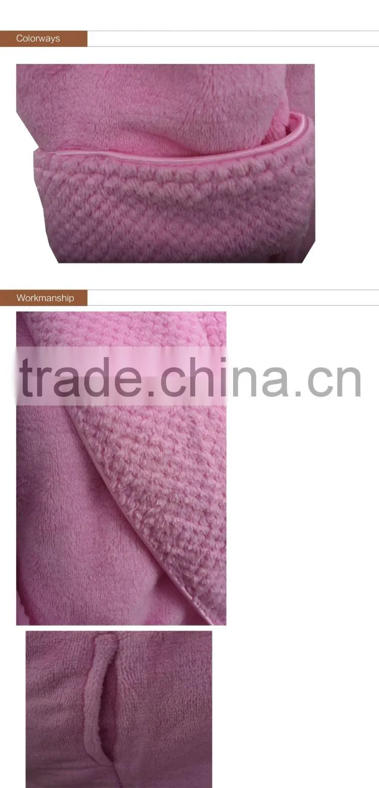 2016 NEW Microfiber Coral Fleece Bathrobe with Little Corn Fleece Decoration