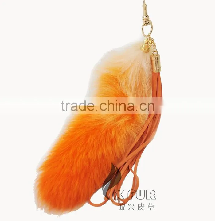 CX-R-25C Wholesale Good Quality Cute Custom Dyed Fox Tails Keychain