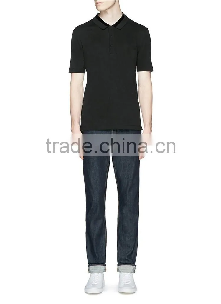 Slim men black custom 100%cotton man polo t-shirt