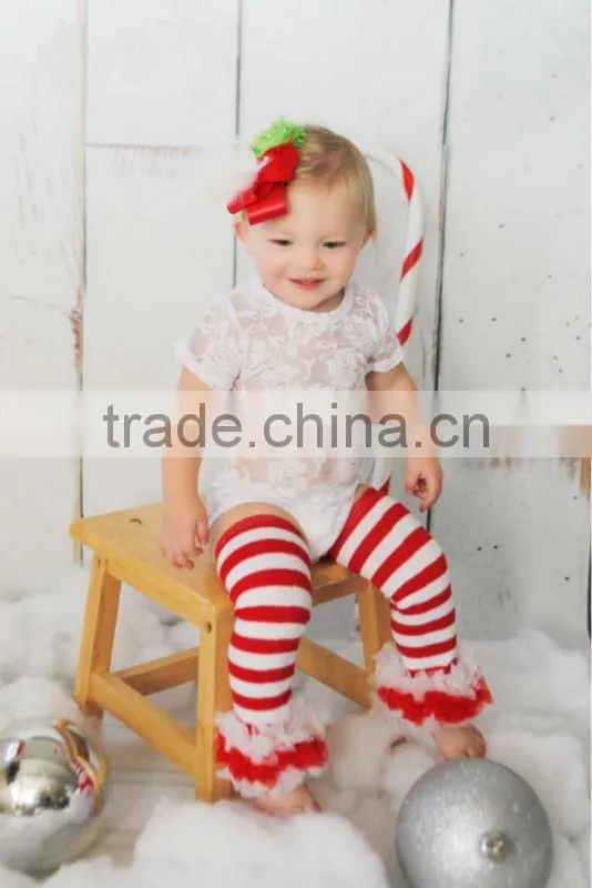 Christmas Baby Legging Warmers Stripe Ruffle Kids Leg Warmers