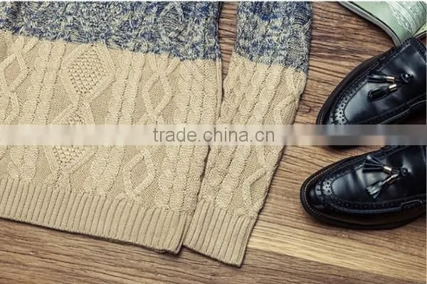 men melange color cotton pullover sweater