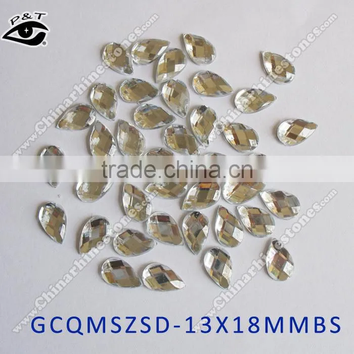 Hot fix acrylic rhinestone faceted epoxy stones drop shape 13x18mm drop stones