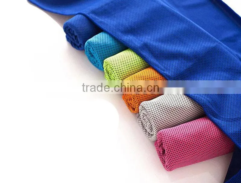 High quality 100% cool ice fabric material microfiber cool ice sport towel can be print custom logo on ice cool towel