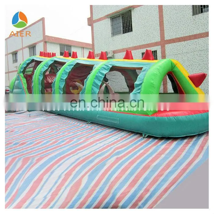 Happy Gator inflatable tunnel obstacle course with slide