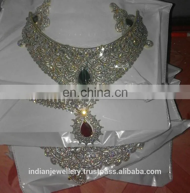 CZ jewelry necklace manufacturer,cubic zirconia necklace jewellery exporter