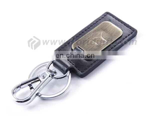 Wholesale logo printed Leather fob keychain with ring and hook