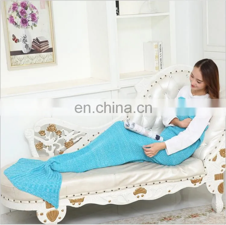 Wholesale custom 100% acrylic fibers united fashion mermaid tail blanket