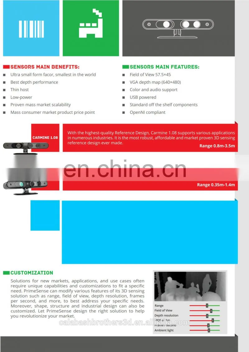 High Resolution In Stock Cheap Portable 3D Scanner Primsense Carime 1.09 Sensor