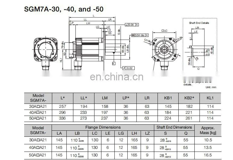 Original Yaskawa Servo Motor SGM7A-30AFA61+SGD7S-200A00B202 For Injection Moulding Machine