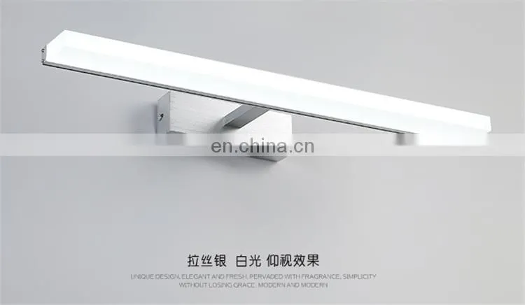 modern minimalist waterproof long black LED mirror cabinet lamp for bathroom makeup