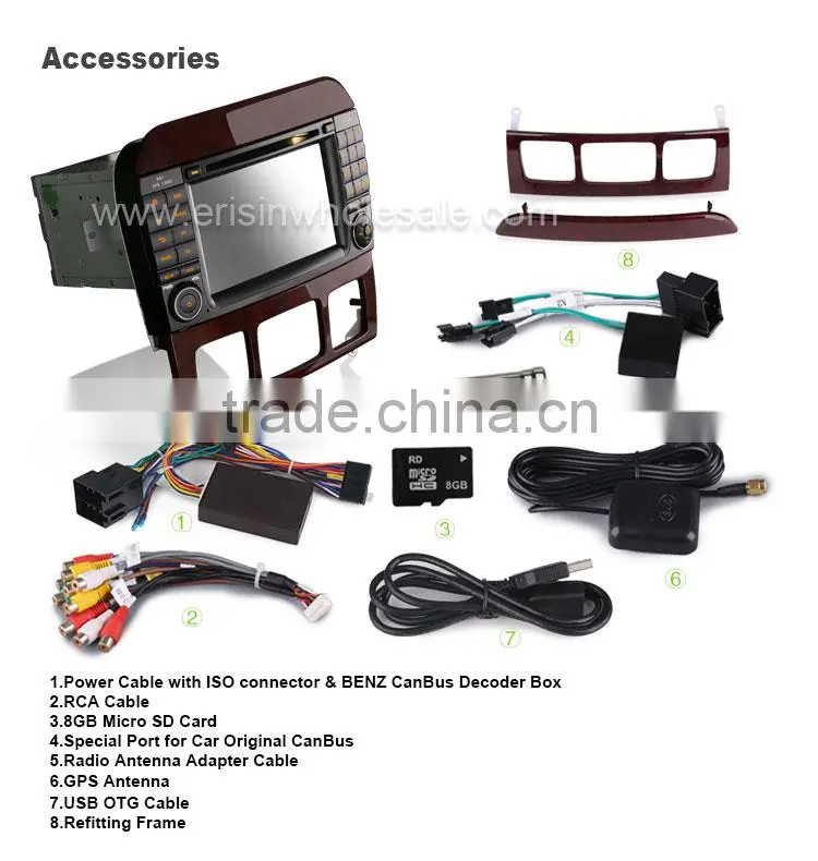 Erisin ES2509S 2 Din 7 inch Touch Screen Car DVD Player GPS for W220