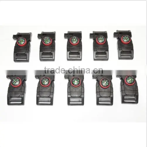 (10 Pack) Paracord Buckle Clasps w/ Whistle Compass Flint Fire Starter Bracelets